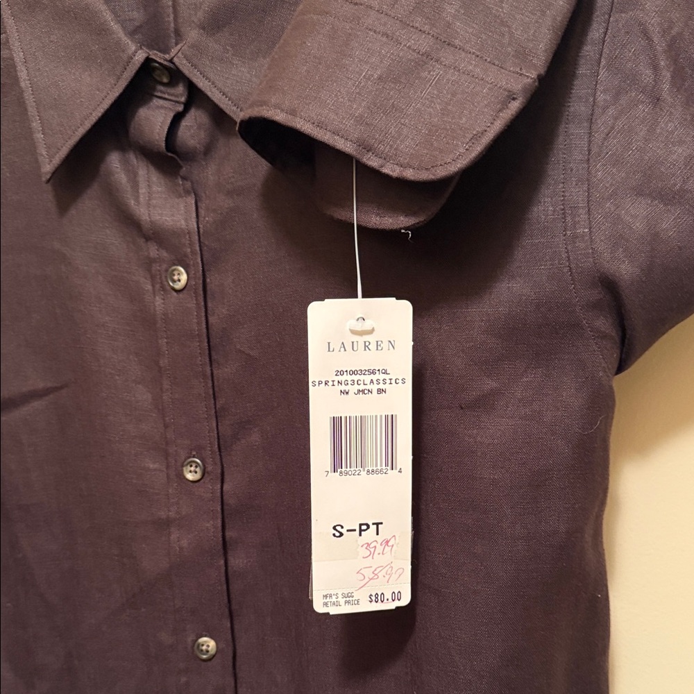Lauren Ralph Lauren Women's Dark Brown Button Down Shirt - Picture 2 of 6